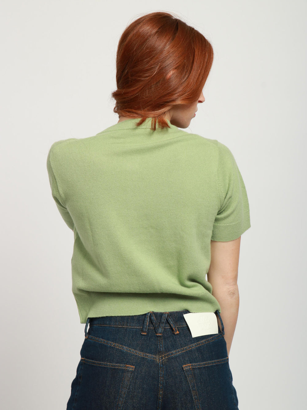 Cardigan Melania in Misto Cashmere Salvia con Cristalli