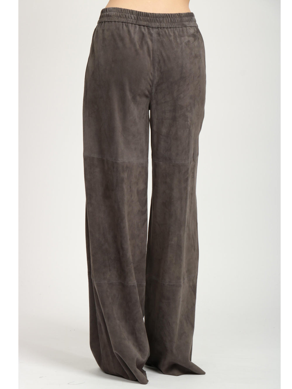 VIA MASINI 80 Pantaloni Corso Europa in Pelle Scamosciata Grigi Grigio