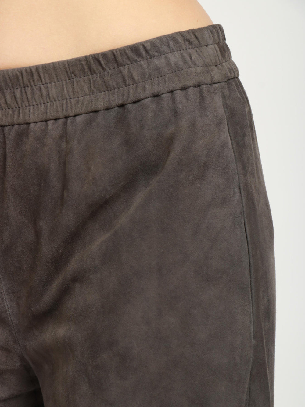 VIA MASINI 80 Pantaloni Corso Europa in Pelle Scamosciata Grigi Grigio