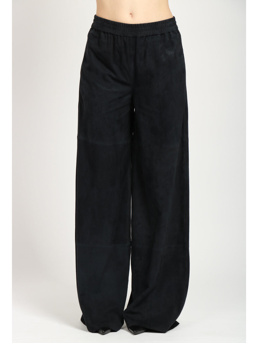 VIA MASINI 80 Pantaloni Corso Europa in Pelle Scamosciata Blu Notte Blu