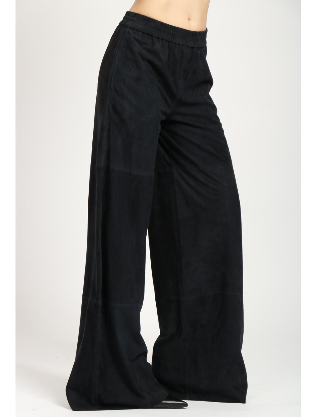 VIA MASINI 80 Pantaloni Corso Europa in Pelle Scamosciata Blu Notte Blu