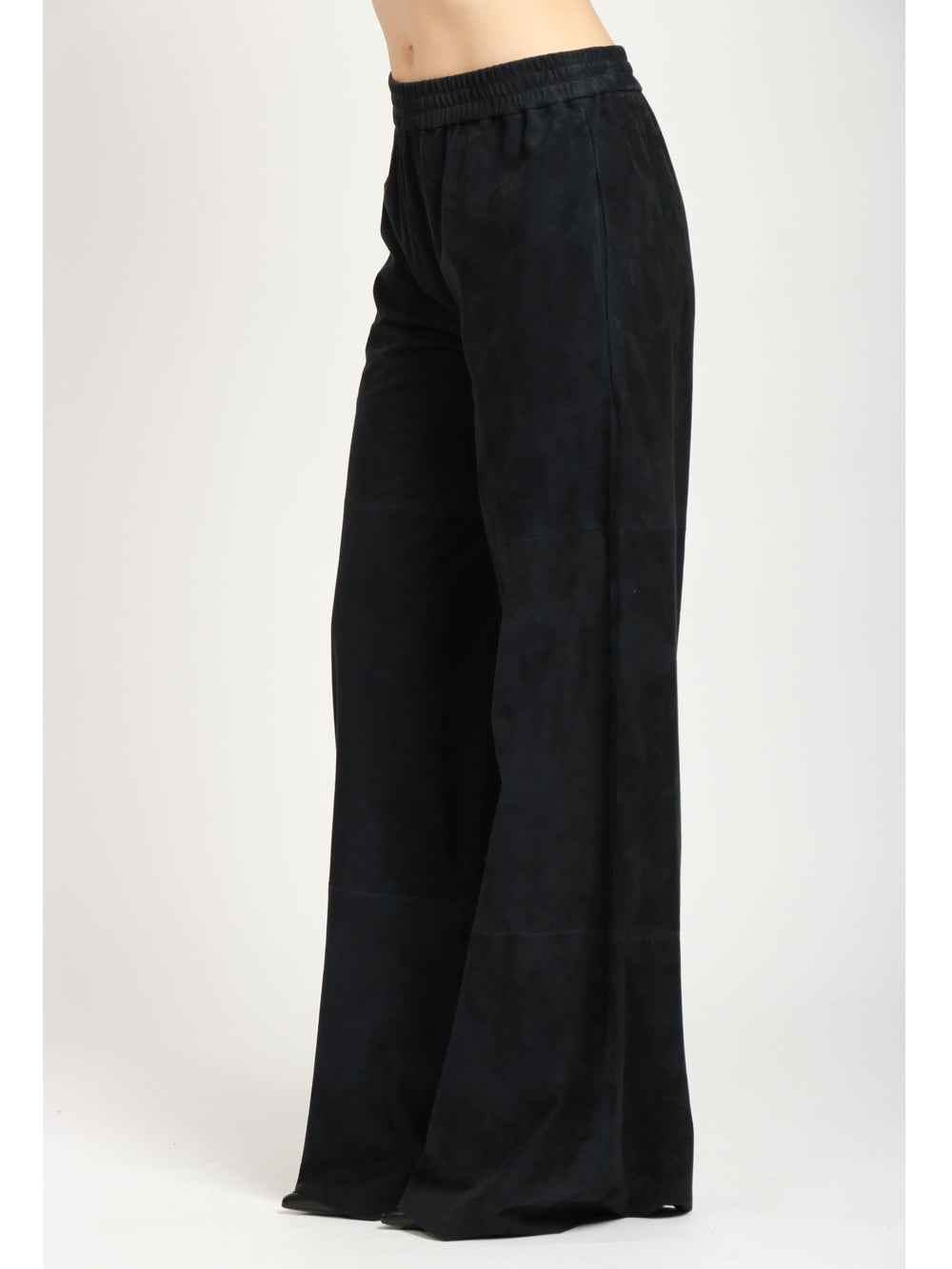 VIA MASINI 80 Pantaloni Corso Europa in Pelle Scamosciata Blu Notte Blu