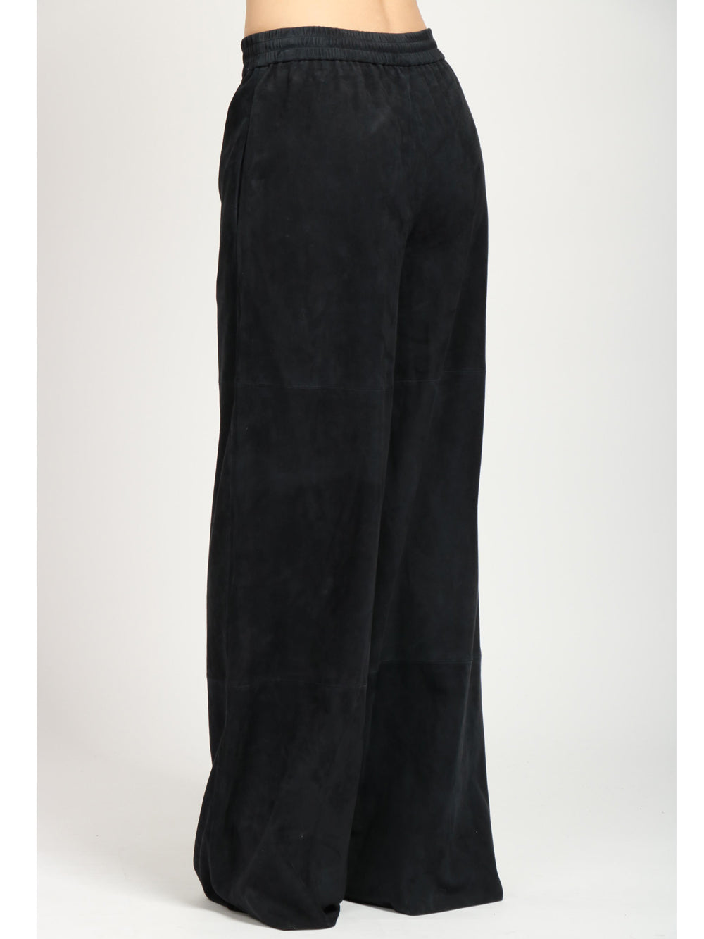 VIA MASINI 80 Pantaloni Corso Europa in Pelle Scamosciata Blu Notte Blu