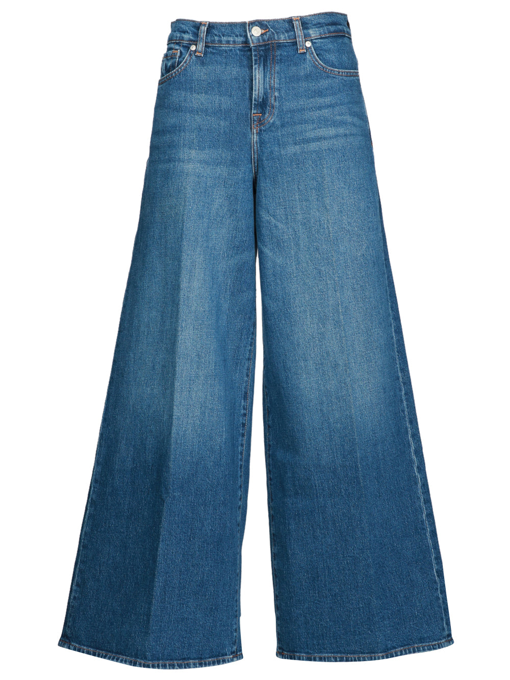 7 FOR ALL MANKIND Jeans Marie Palazzo in Denim di Cotone Blu Denim
