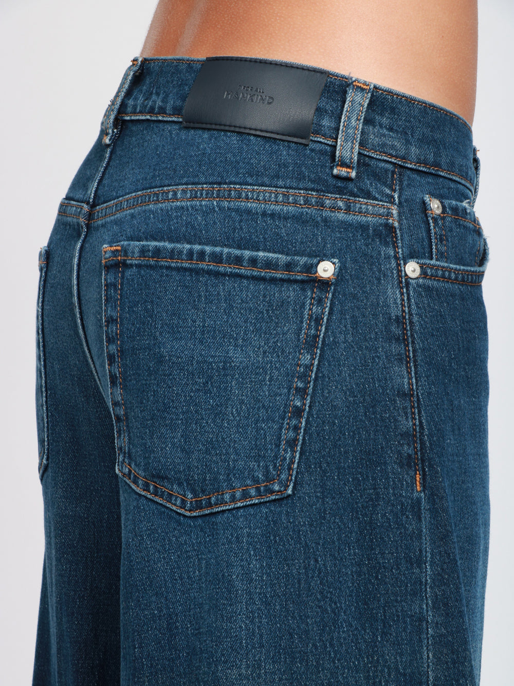 7 FOR ALL MANKIND Jeans Marie Palazzo in Denim Blu con Risvolto Denim