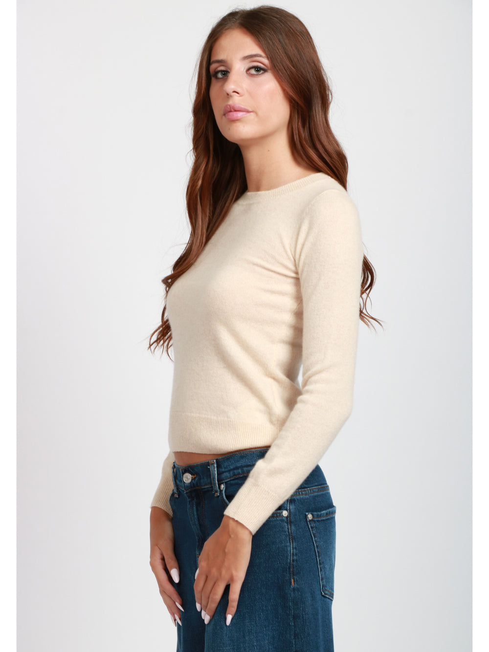 ABSOLUT CASHMERE Maglia Catelina Girocollo in Cashmere Conchiglia Beige