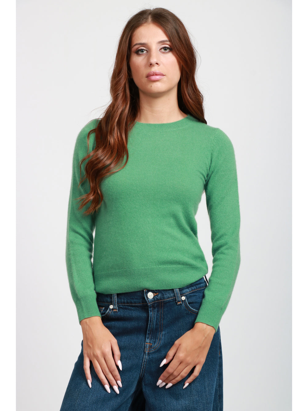 ABSOLUT CASHMERE Maglia Catelina Girocollo in Cashmere Verde Verde