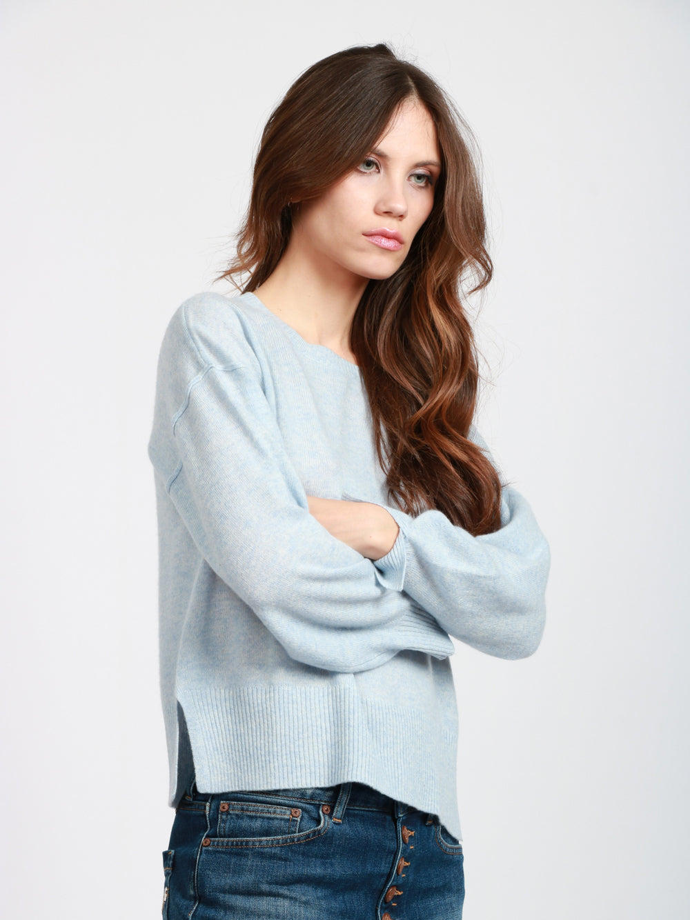 ABSOLUT CASHMERE Maglia Caterina Girocollo in Cashmere Polvere Carta da zucchero