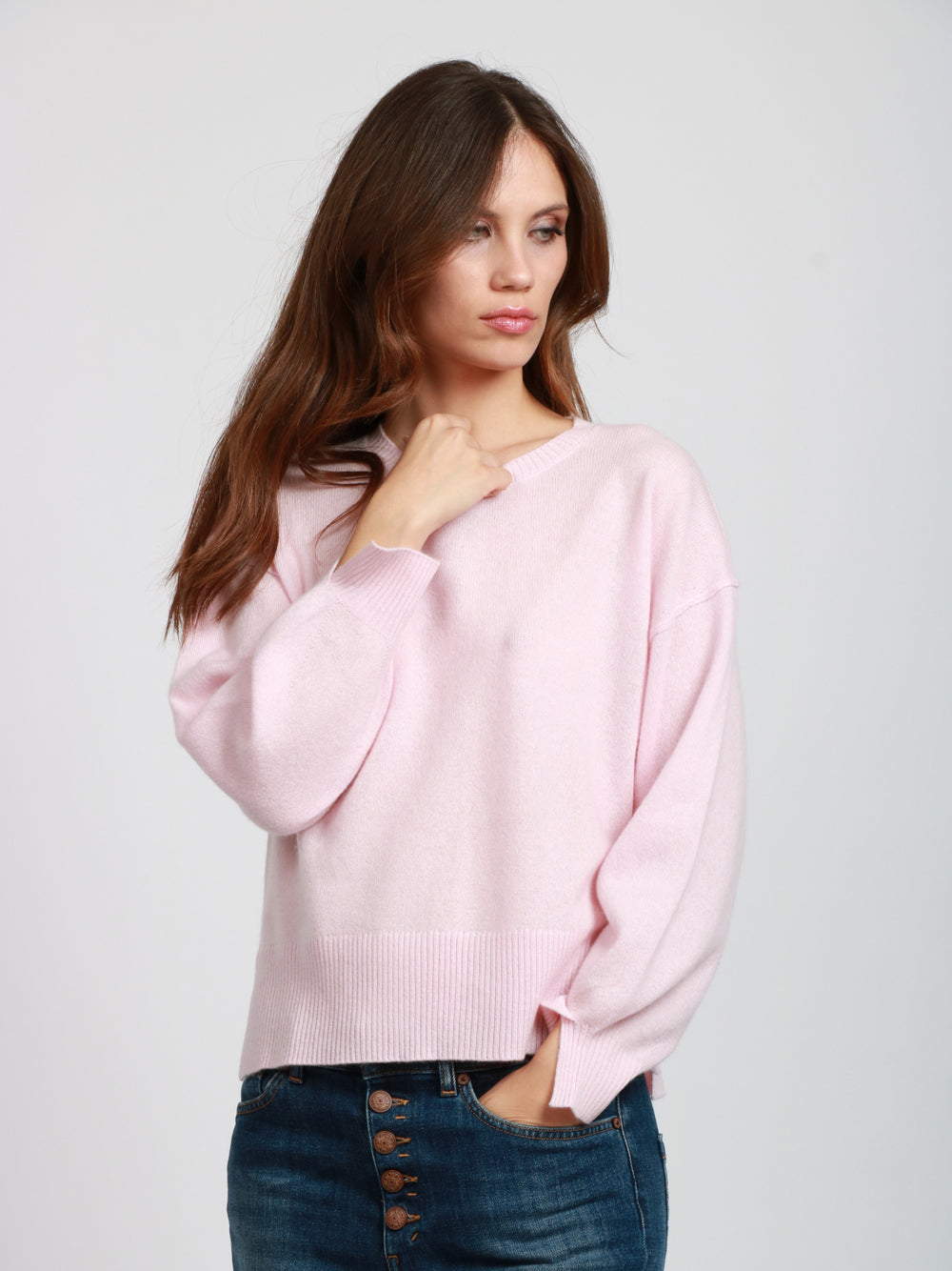 ABSOLUT CASHMERE Maglia Caterina Girocollo in Cashmere Rosa Rosa