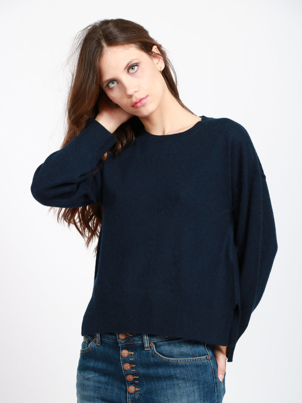 ABSOLUT CASHMERE Maglia Caterina Girocollo in Cashmere Blu Notte Blu notte