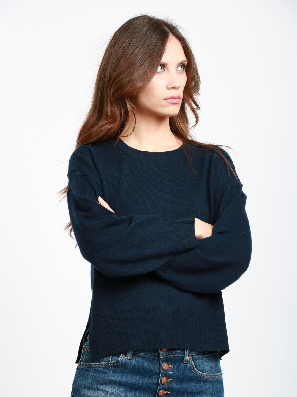 ABSOLUT CASHMERE Maglia Caterina Girocollo in Cashmere Blu Notte Blu notte