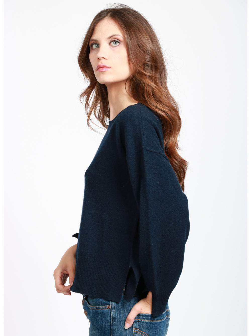 ABSOLUT CASHMERE Maglia Caterina Girocollo in Cashmere Blu Notte Blu notte