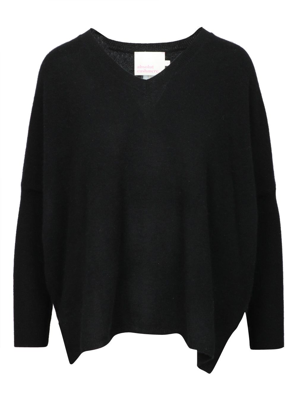 ABSOLUT CASHMERE Maglia Chloe in Cashmere Nera con Banda Celeste Nero/celeste