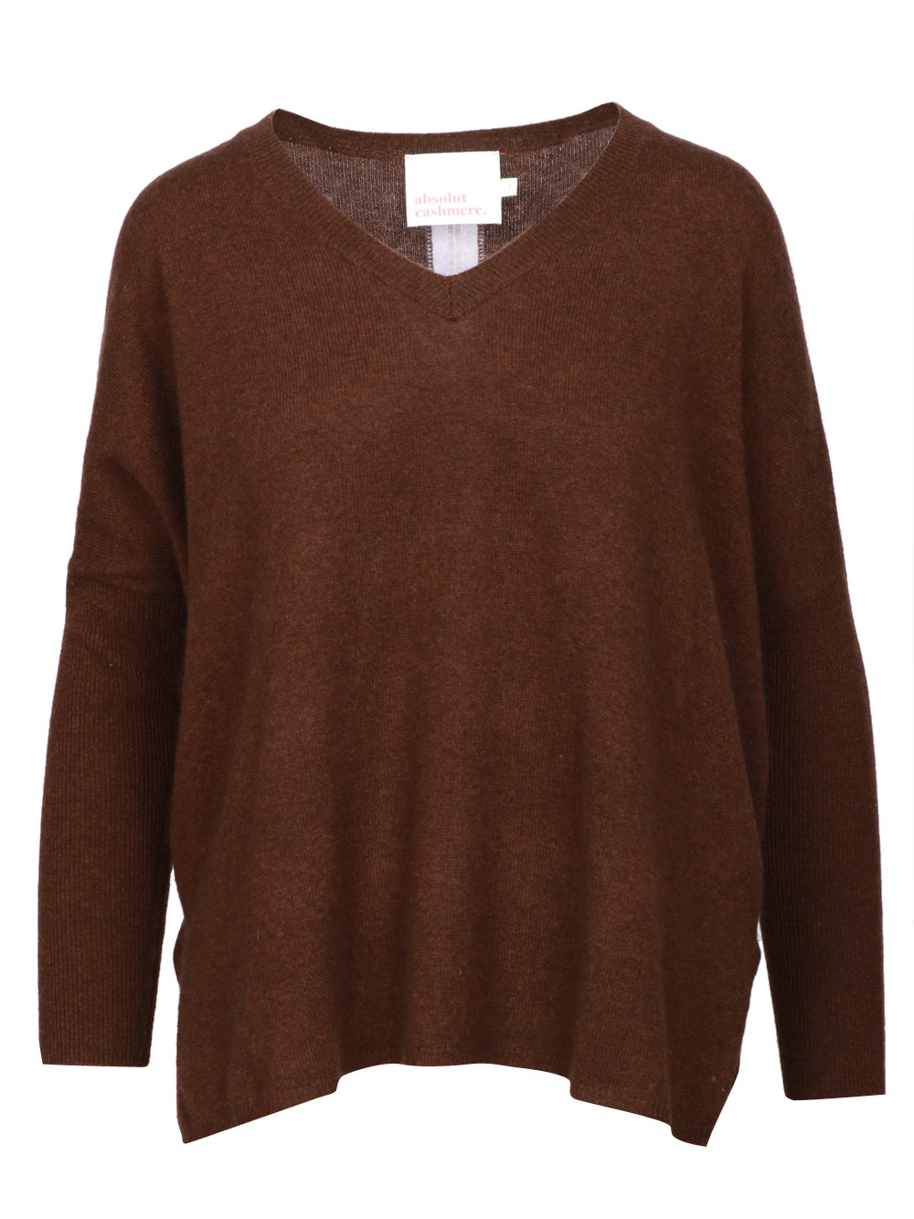 ABSOLUT CASHMERE Maglia Chloe in Cashmere Marrone con Banda Lilla Marrone/lilla