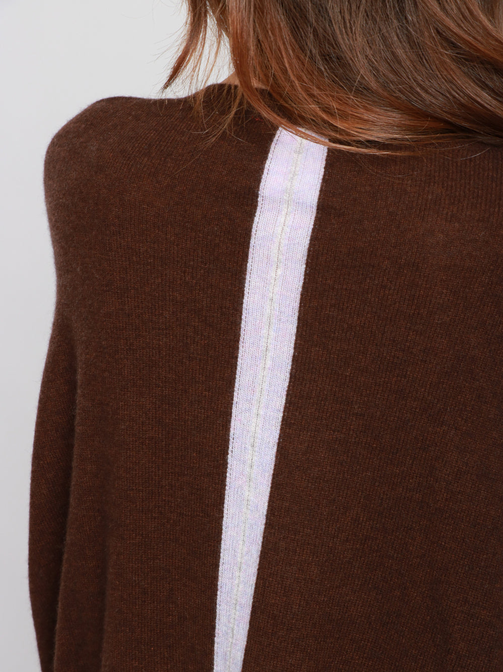 ABSOLUT CASHMERE Maglia Chloe in Cashmere Marrone con Banda Lilla Marrone/lilla