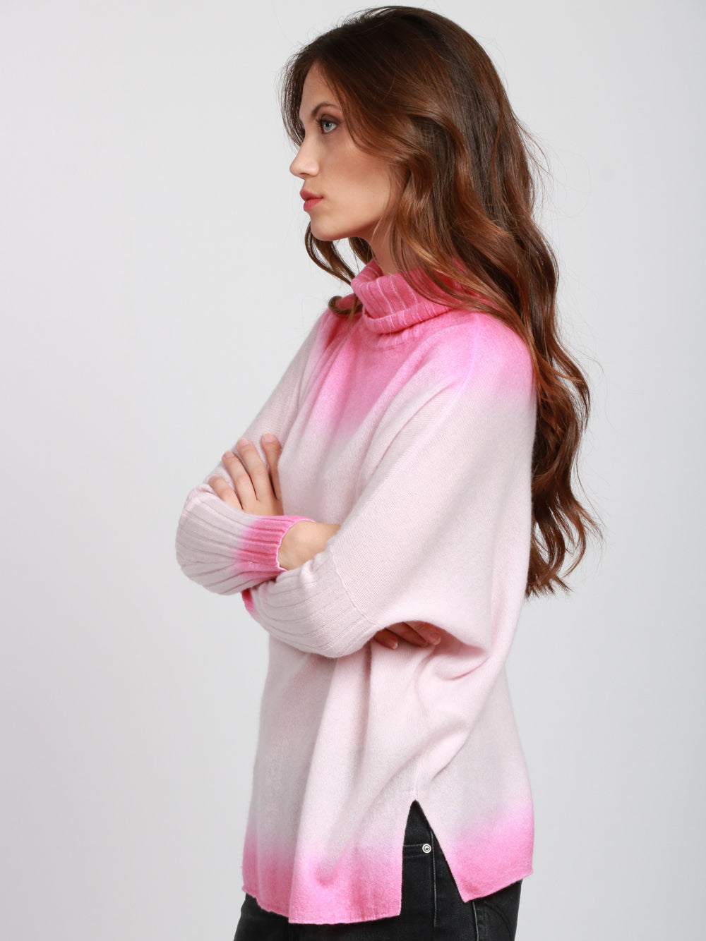 ABSOLUT CASHMERE Maglia Clarissa in Cashmere Sfumato Rosa e Fucsia Rosa/fucsia
