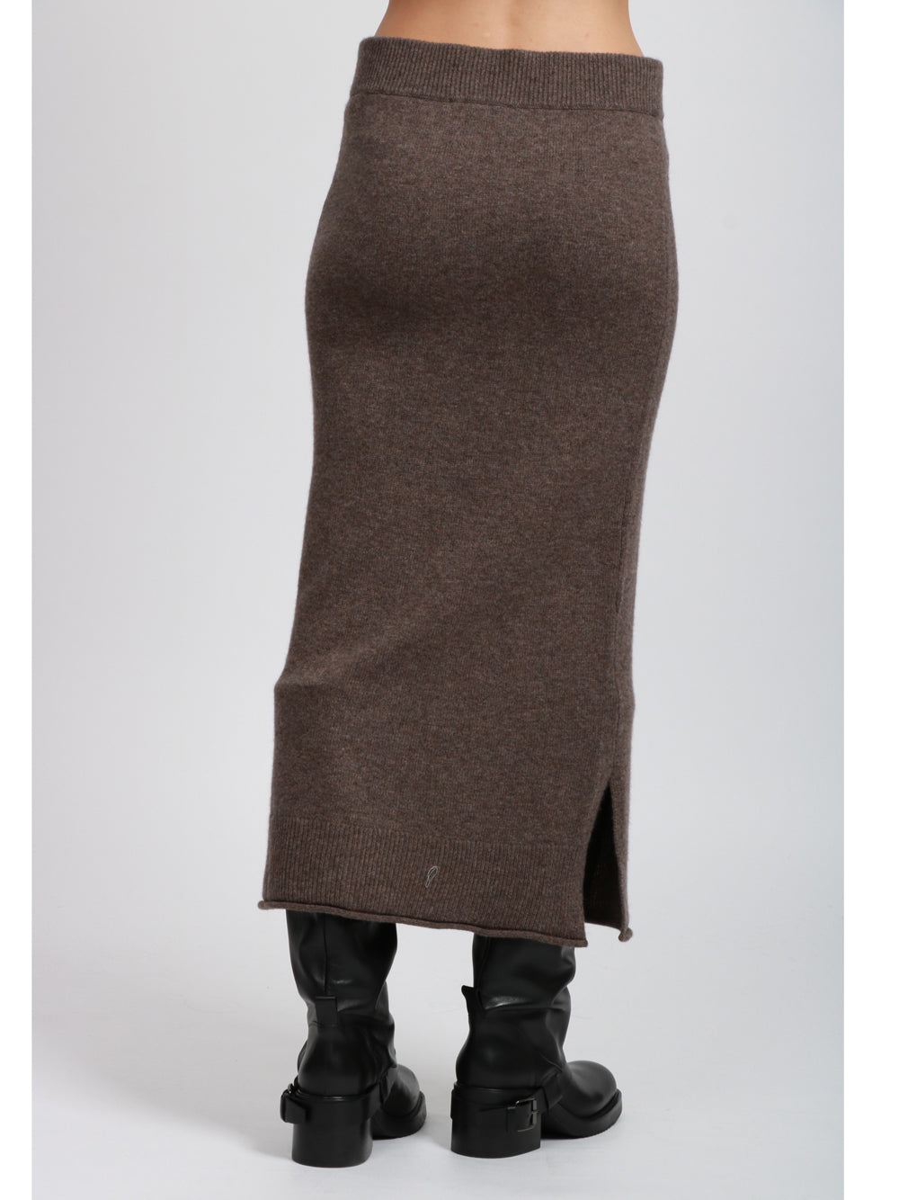 ABSOLUT CASHMERE Gonna Dalia a Tubino in Maglia di Cashmere Tortora Legno