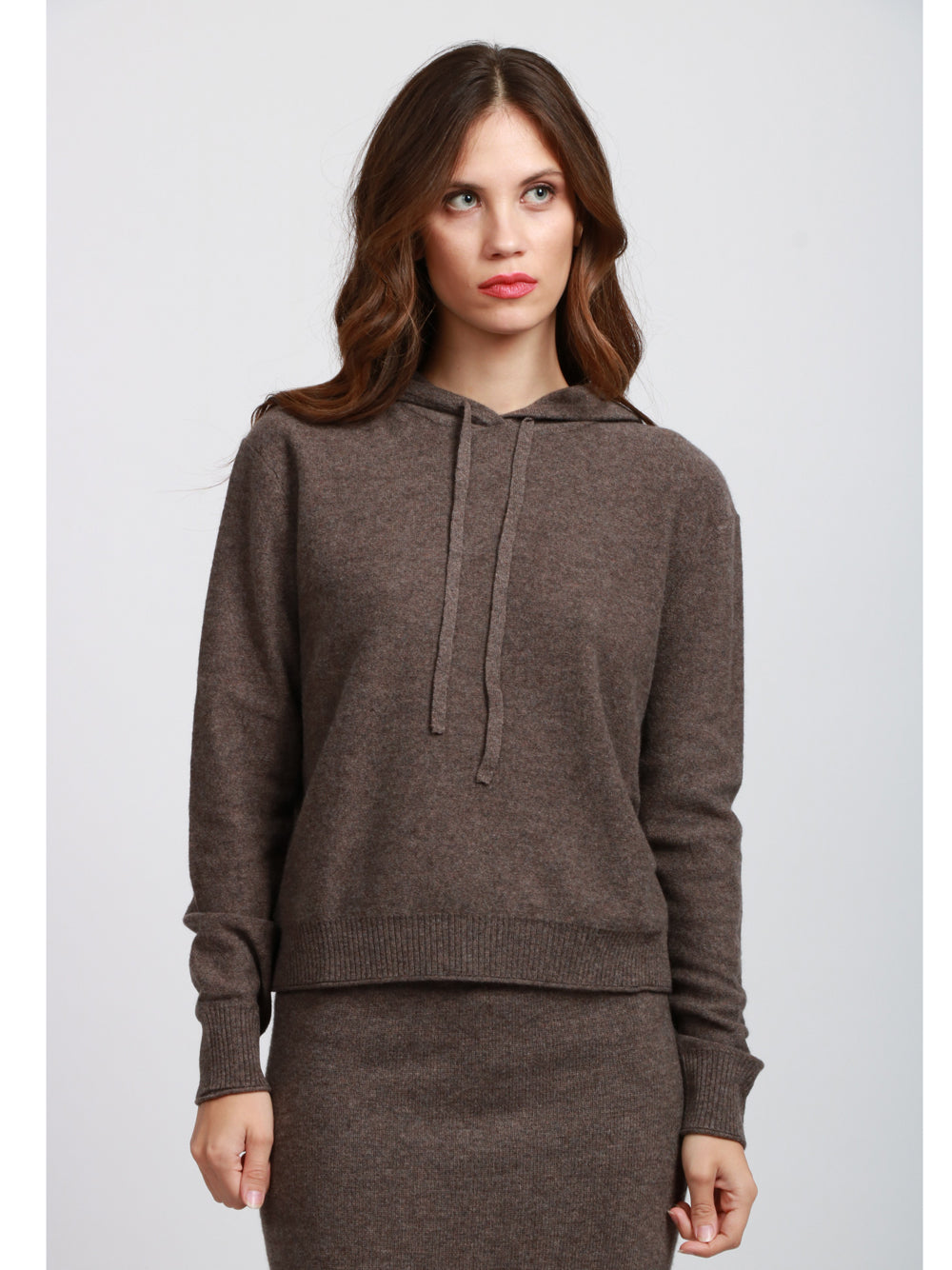 ABSOLUT CASHMERE Felpa Emma in Maglia in Misto Cashmere Tortora Legno