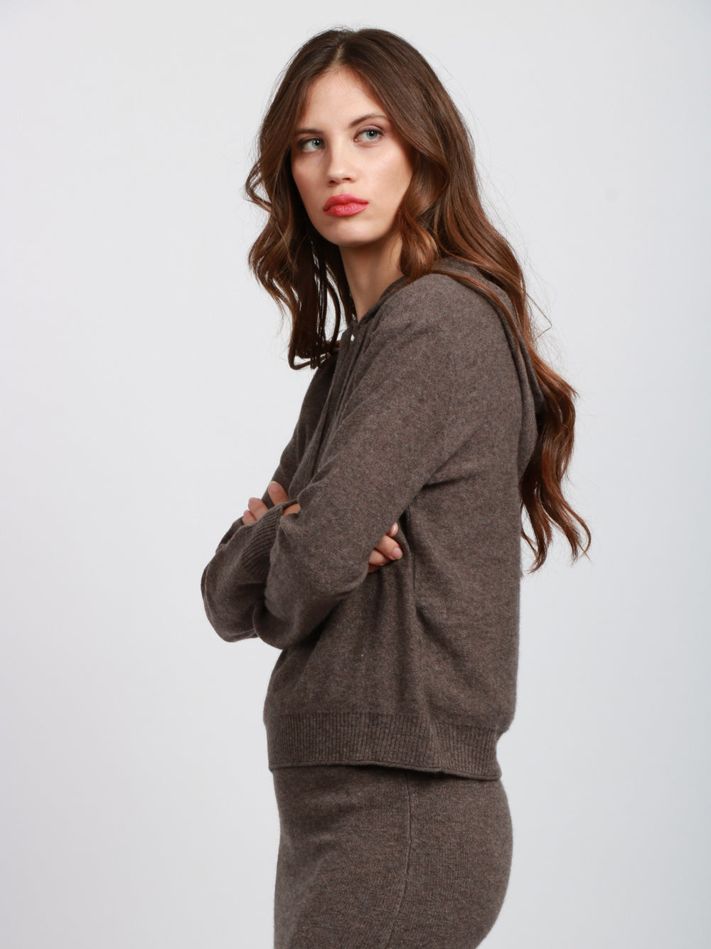 ABSOLUT CASHMERE Felpa Emma in Maglia in Misto Cashmere Tortora Legno