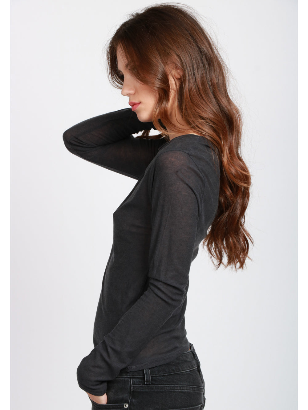 ABSOLUT CASHMERE Maglia Flora Girocollo in Misto Lana Nera Nero