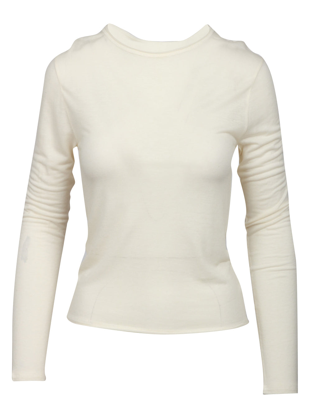 ABSOLUT CASHMERE Maglia Flora Girocollo in Misto Lana Panna Avorio