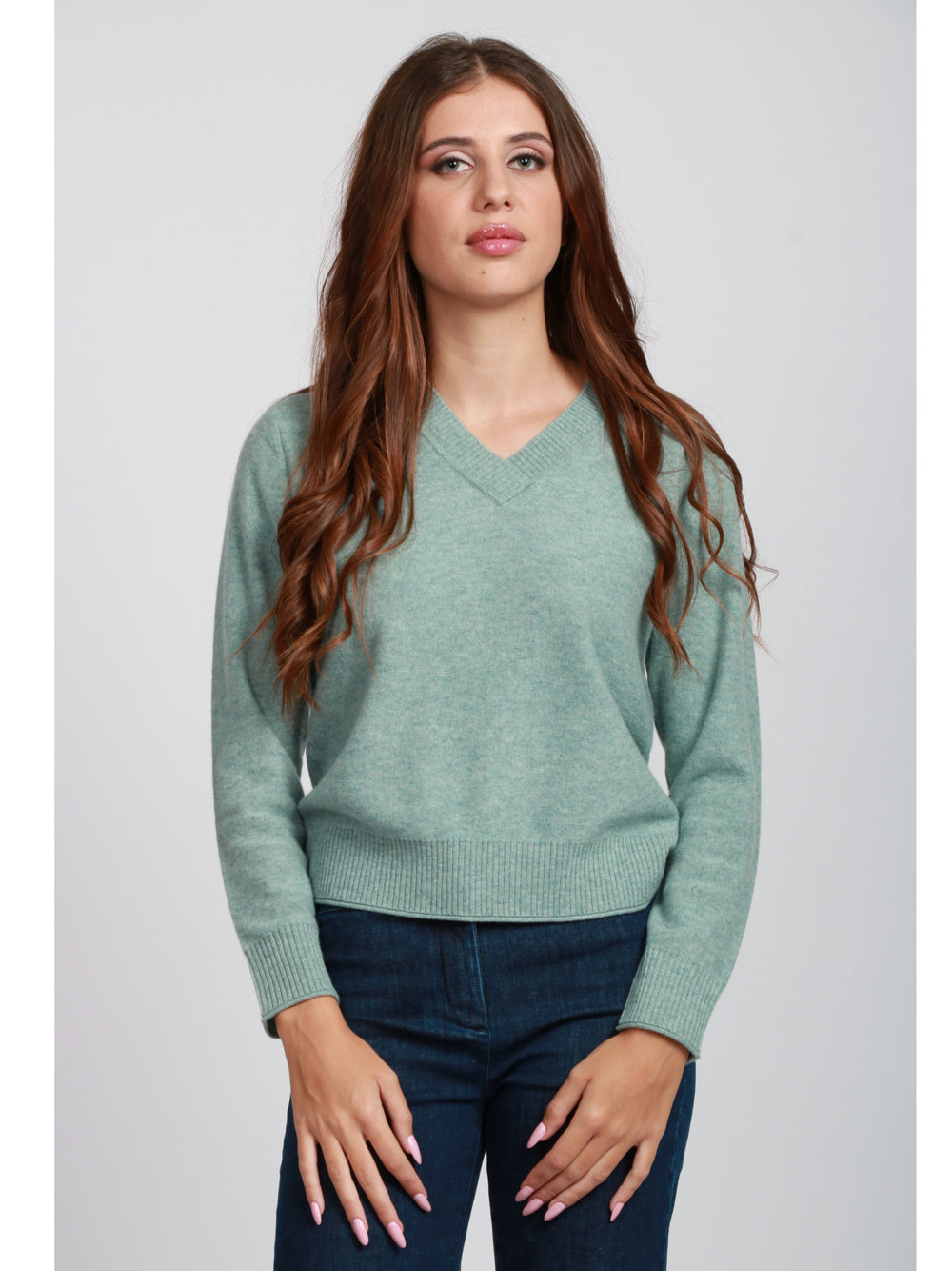 ABSOLUT CASHMERE Maglia Francesca in Misto Cashmere Salvia Verde acqua