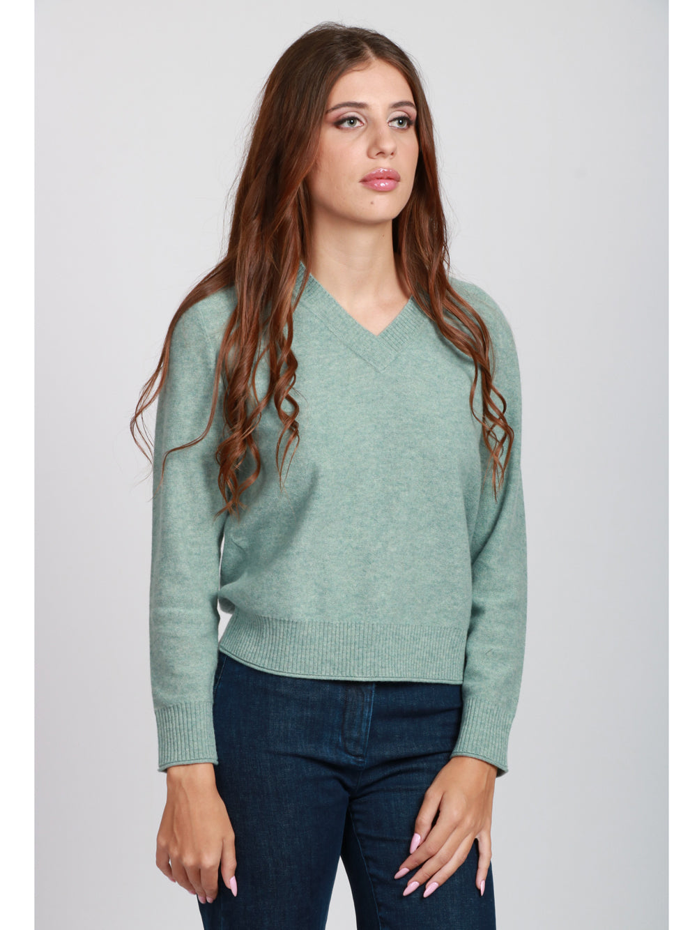 ABSOLUT CASHMERE Maglia Francesca in Misto Cashmere Salvia Verde acqua