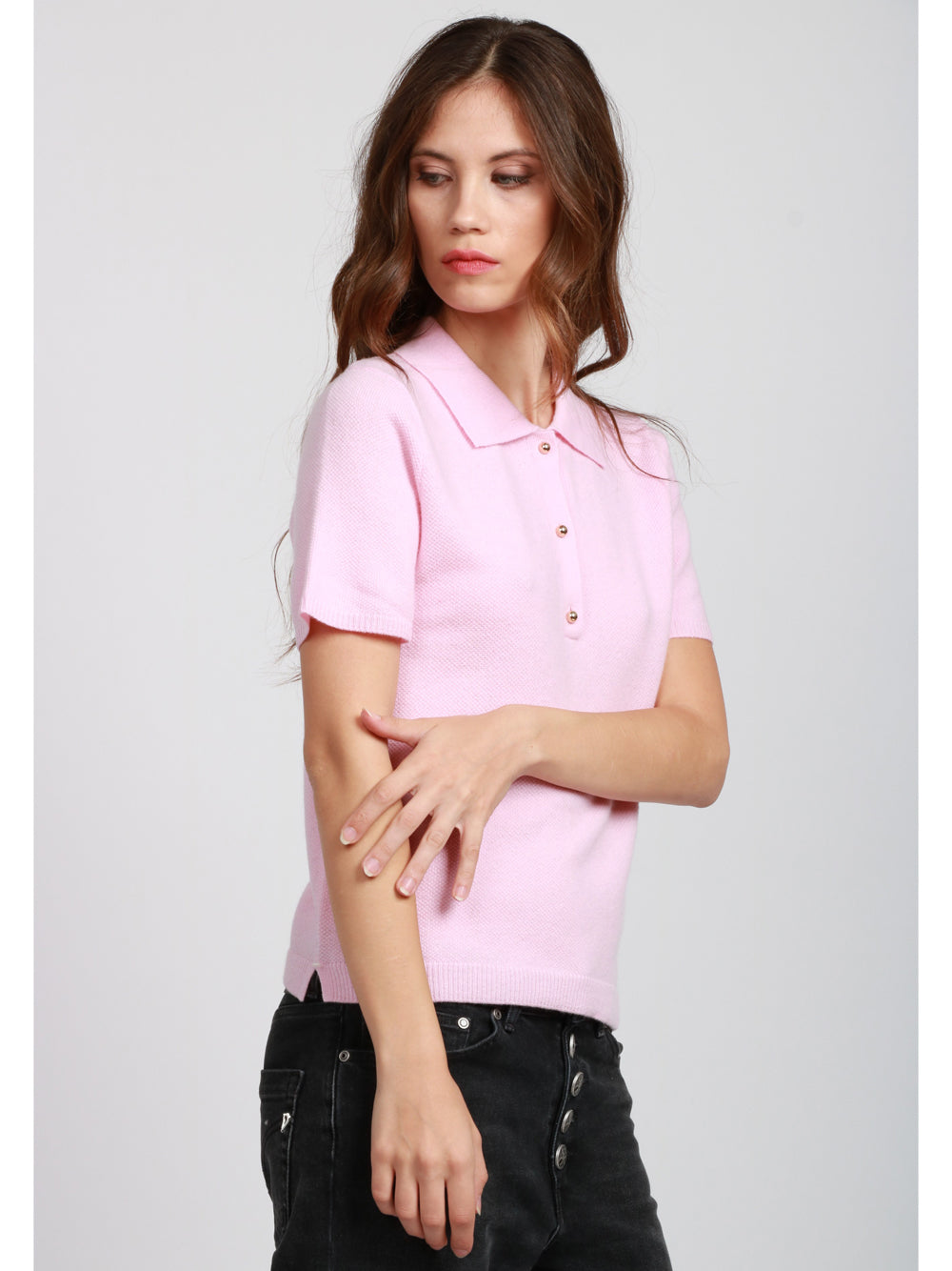 ABSOLUT CASHMERE Maglia Polo Giulia in Misto Cashmere Rosa Rosa