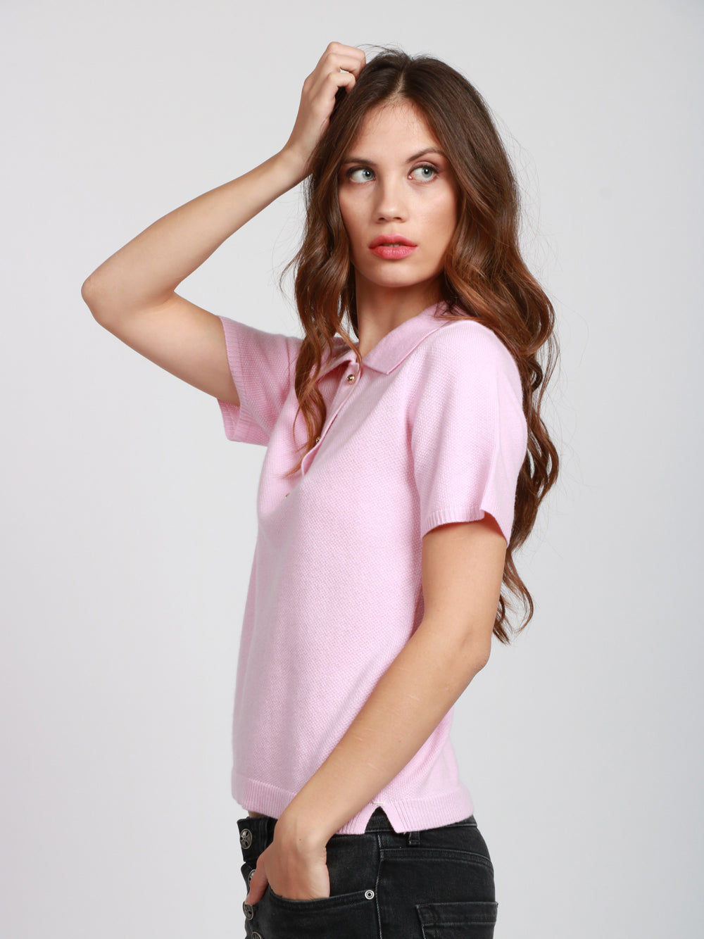 ABSOLUT CASHMERE Maglia Polo Giulia in Misto Cashmere Rosa Rosa