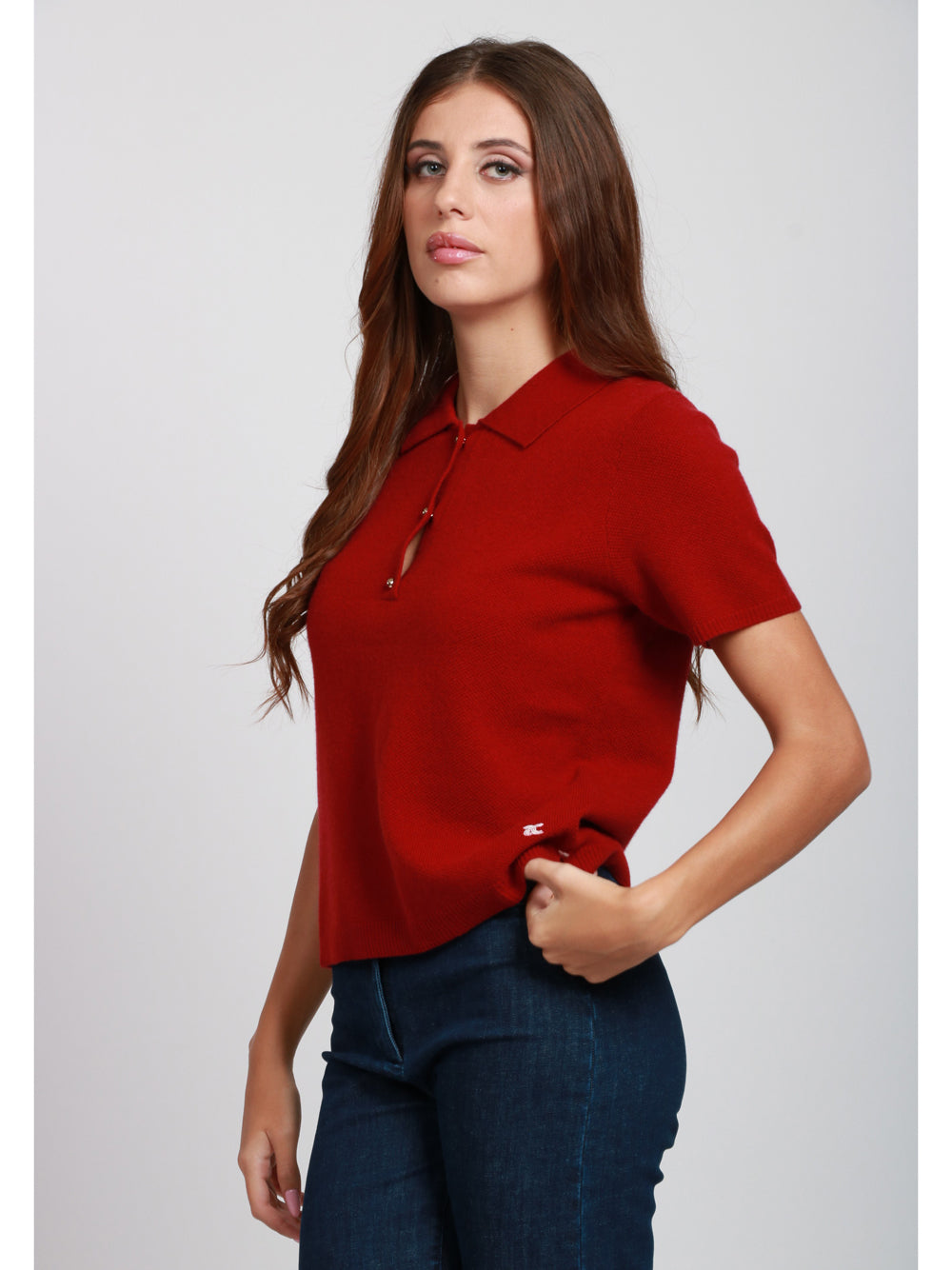 ABSOLUT CASHMERE Maglia Polo Giulia in Misto Cashmere Rossa Scuro Rosso scuro