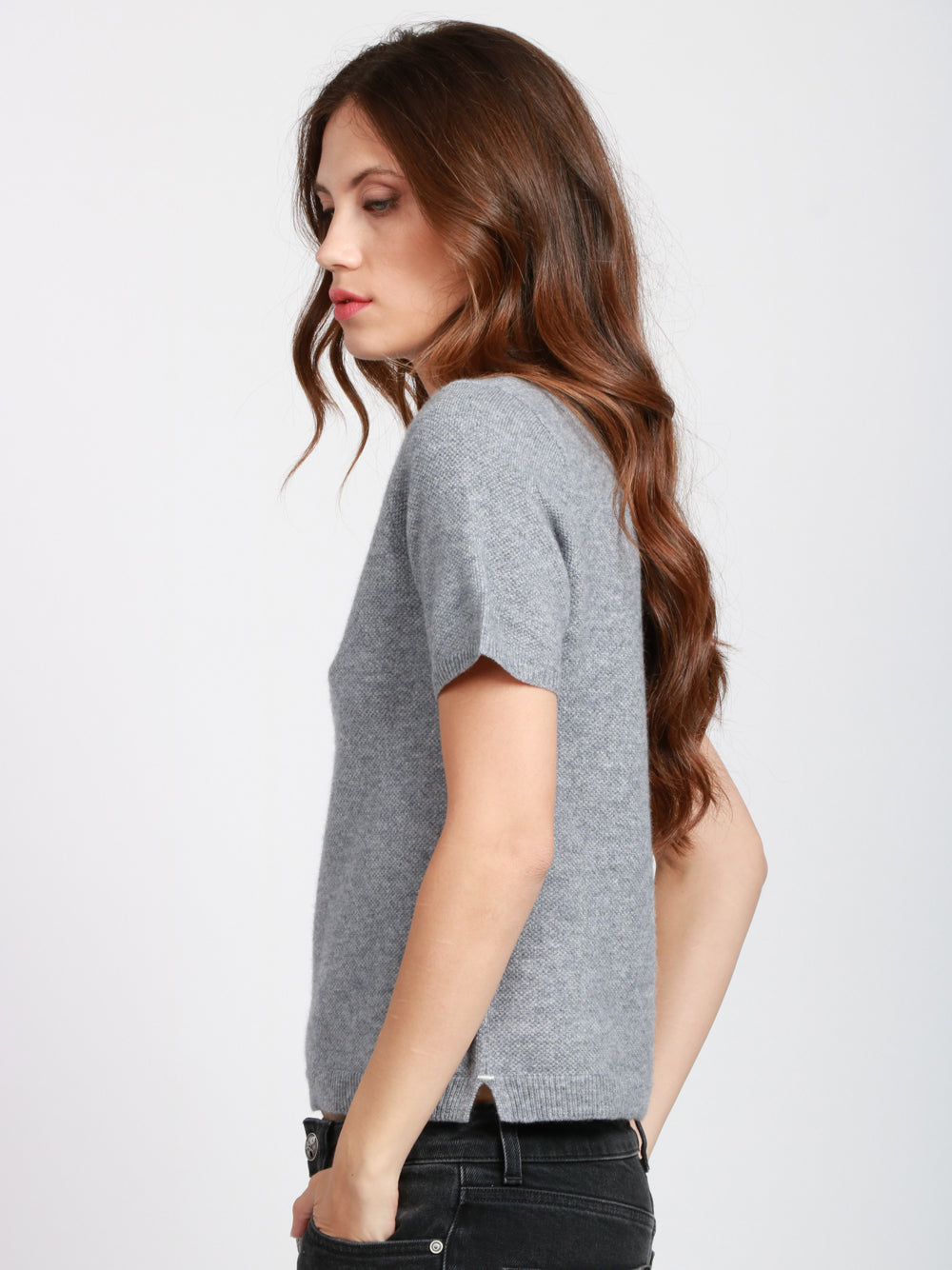 ABSOLUT CASHMERE Maglia Polo Giulia in Misto Cashmere Grigia Grigio