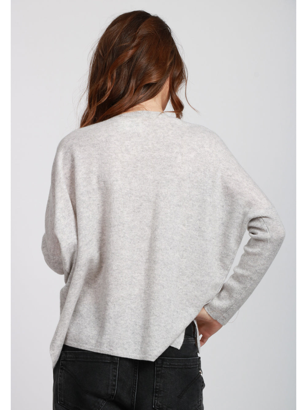 ABSOLUT CASHMERE Maglia Martina in Cashmere Grigia con Scritta Ciao Amore Grigio perla