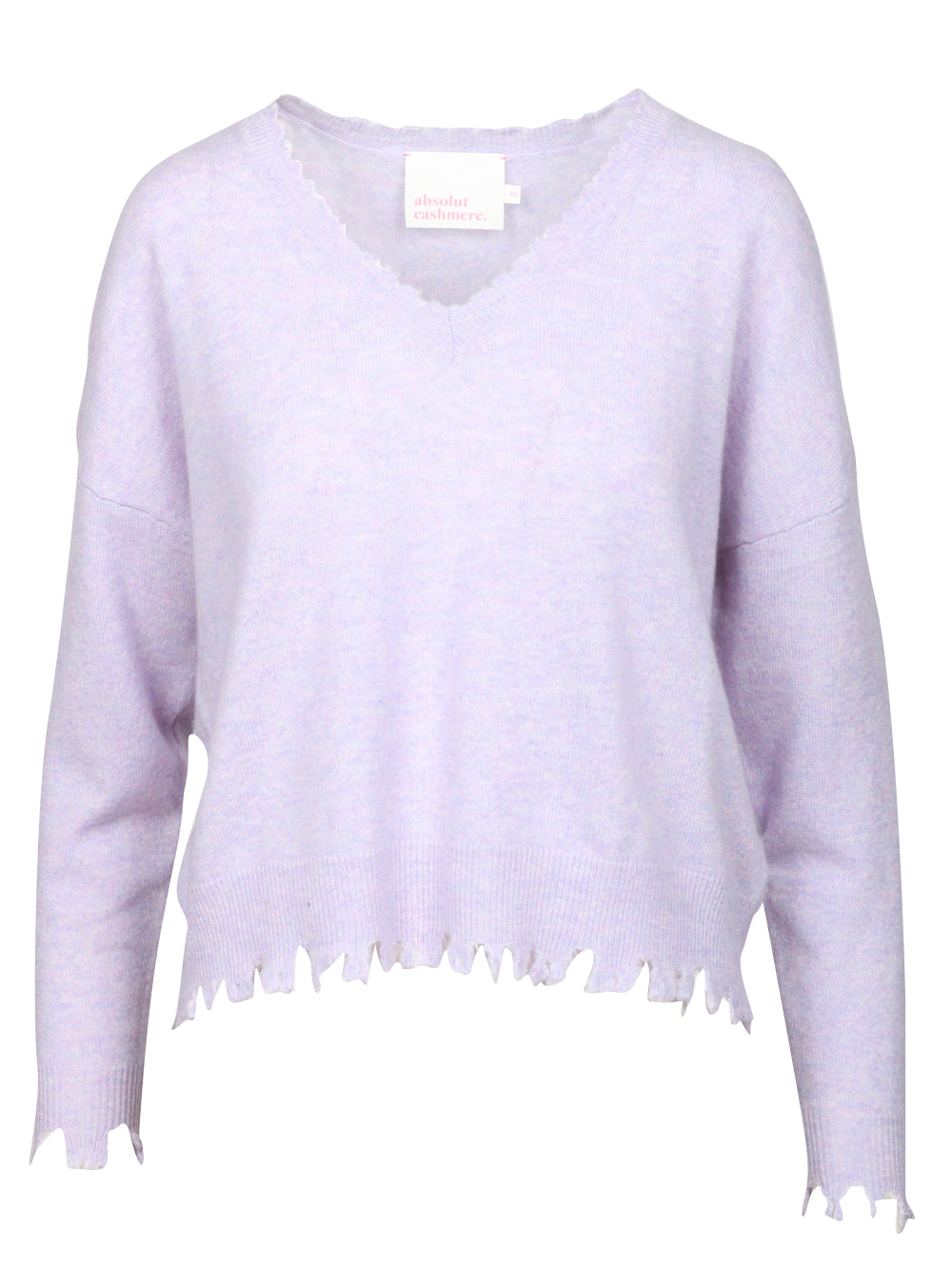 ABSOLUT CASHMERE Maglia Mia in Cashmere Lilla con Scollo a V e Rotture Lilla