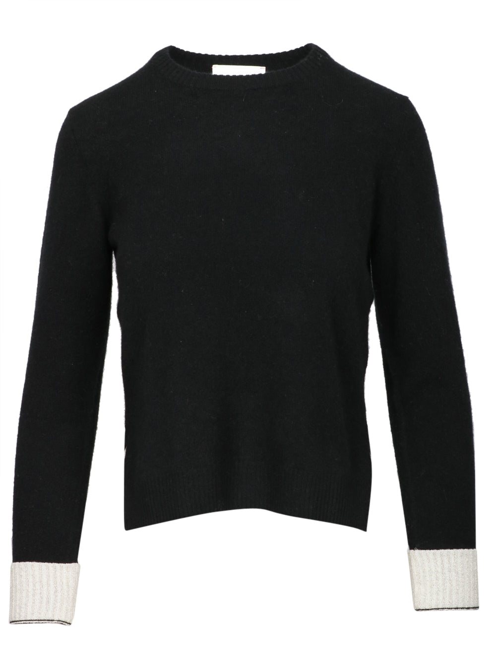 ABSOLUT CASHMERE Maglia Nadia Girocollo in Cashmere Nera e Panna con Lurex Nero/oro