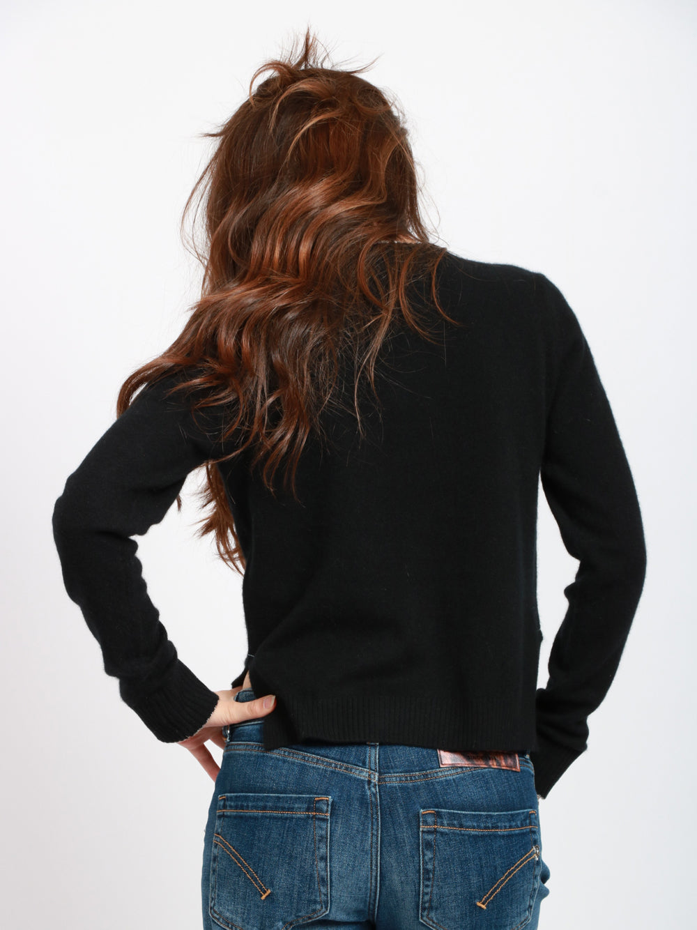ABSOLUT CASHMERE Maglia Nadia Girocollo in Cashmere Nera e Panna con Lurex Nero/oro