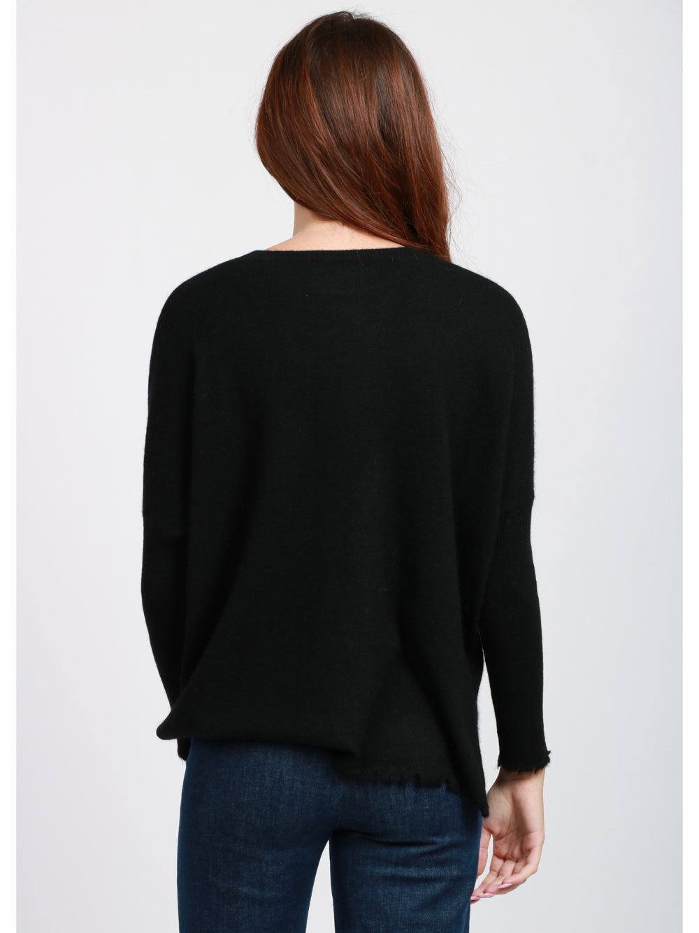 ABSOLUT CASHMERE Maglia Ofelia Girocollo in Cashmere Nera con Rotture Nero