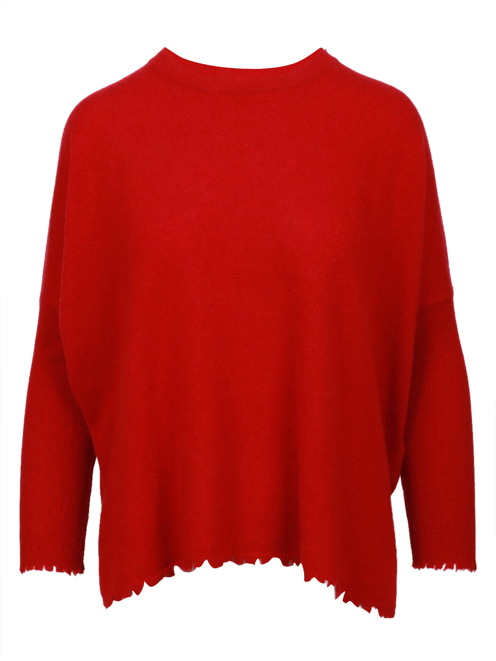 ABSOLUT CASHMERE Maglia Ofelia Girocollo in Cashmere Rossa con Rotture Rosso scuro