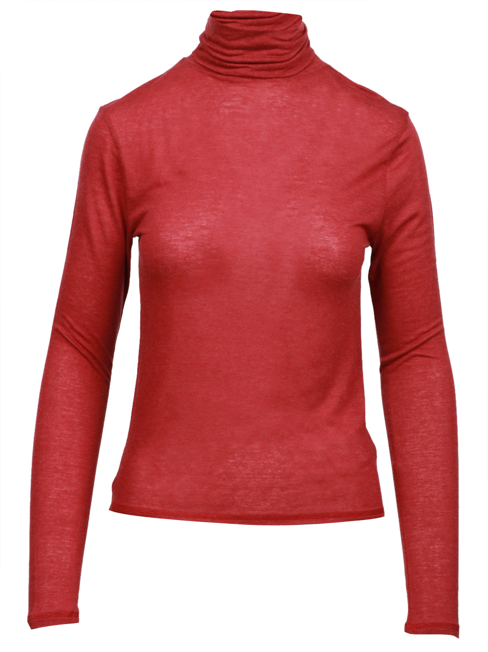 ABSOLUT CASHMERE Maglia Sabine in Misto Lana Rossa Scuro con Collo Alto Bordeaux