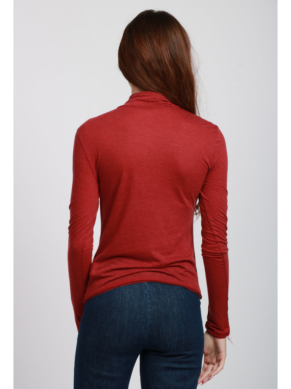 ABSOLUT CASHMERE Maglia Sabine in Misto Lana Rossa Scuro con Collo Alto Bordeaux