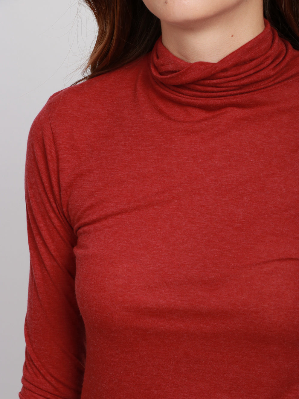 ABSOLUT CASHMERE Maglia Sabine in Misto Lana Rossa Scuro con Collo Alto Bordeaux