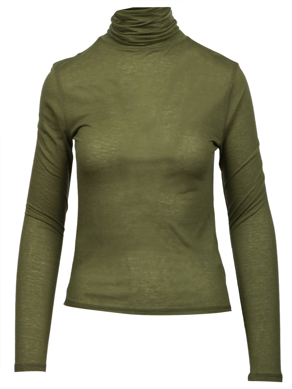 ABSOLUT CASHMERE Maglia Sabine in Misto Lana Verde Militare con Collo Alto Verde