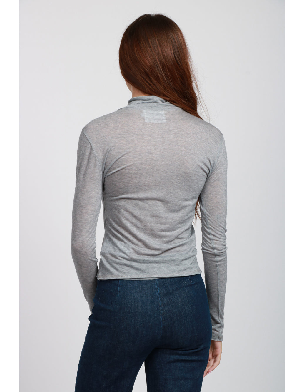 ABSOLUT CASHMERE Maglia Sabine in Misto Lana Grigia con Collo Alto Grigio chiaro