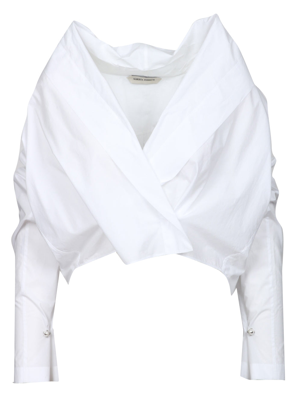 ALBERTA FERRETTI Camicia Cache Coeur Cropped in Cotone Bianca Bianco