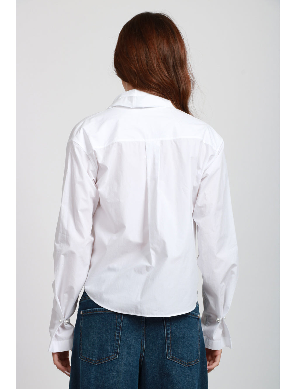 ALBERTA FERRETTI Camicia Cache Coeur Cropped in Cotone Bianca Bianco