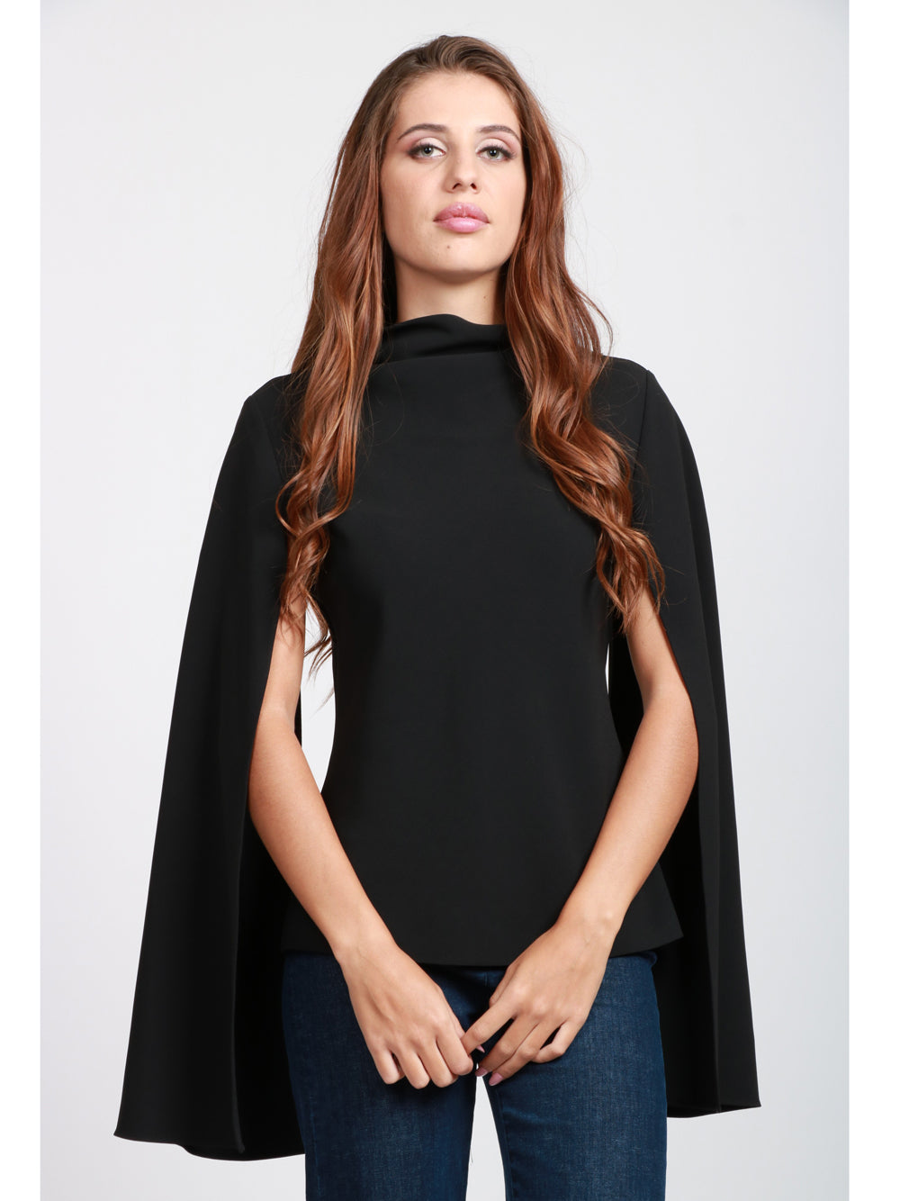 ALBERTA FERRETTI Blusa Nera con Collo Alto e Maniche Lunghe con Aperture Nero