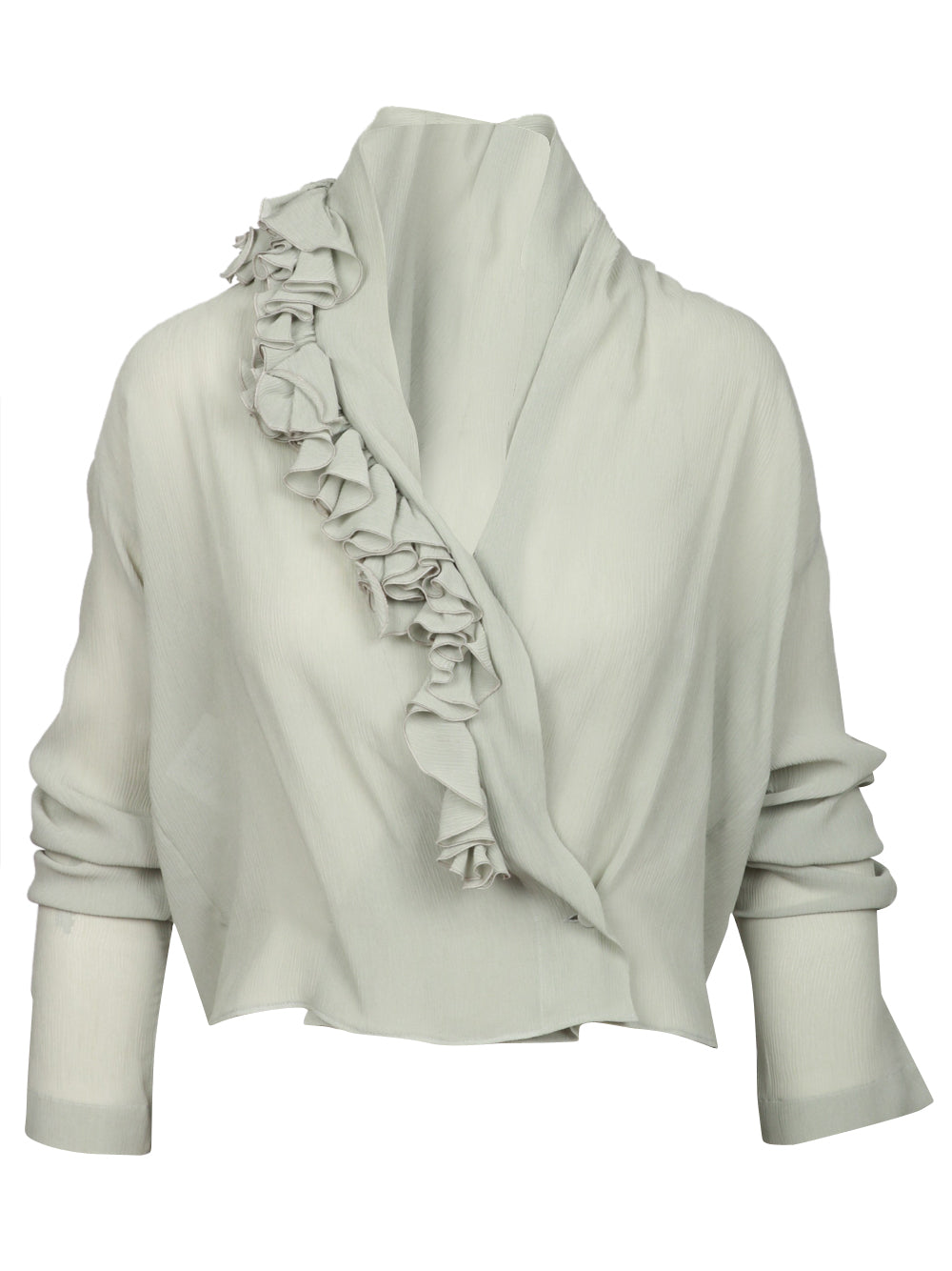 ALBERTA FERRETTI Camicia Cache Coeur Verde Salvia con Dettaglio Floreale Salvia