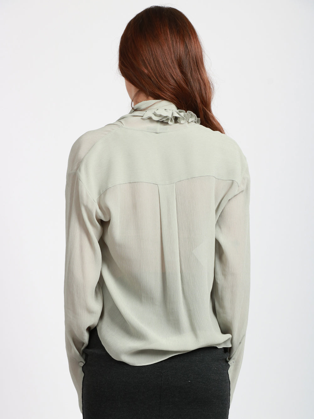 ALBERTA FERRETTI Camicia Cache Coeur Verde Salvia con Dettaglio Floreale Salvia