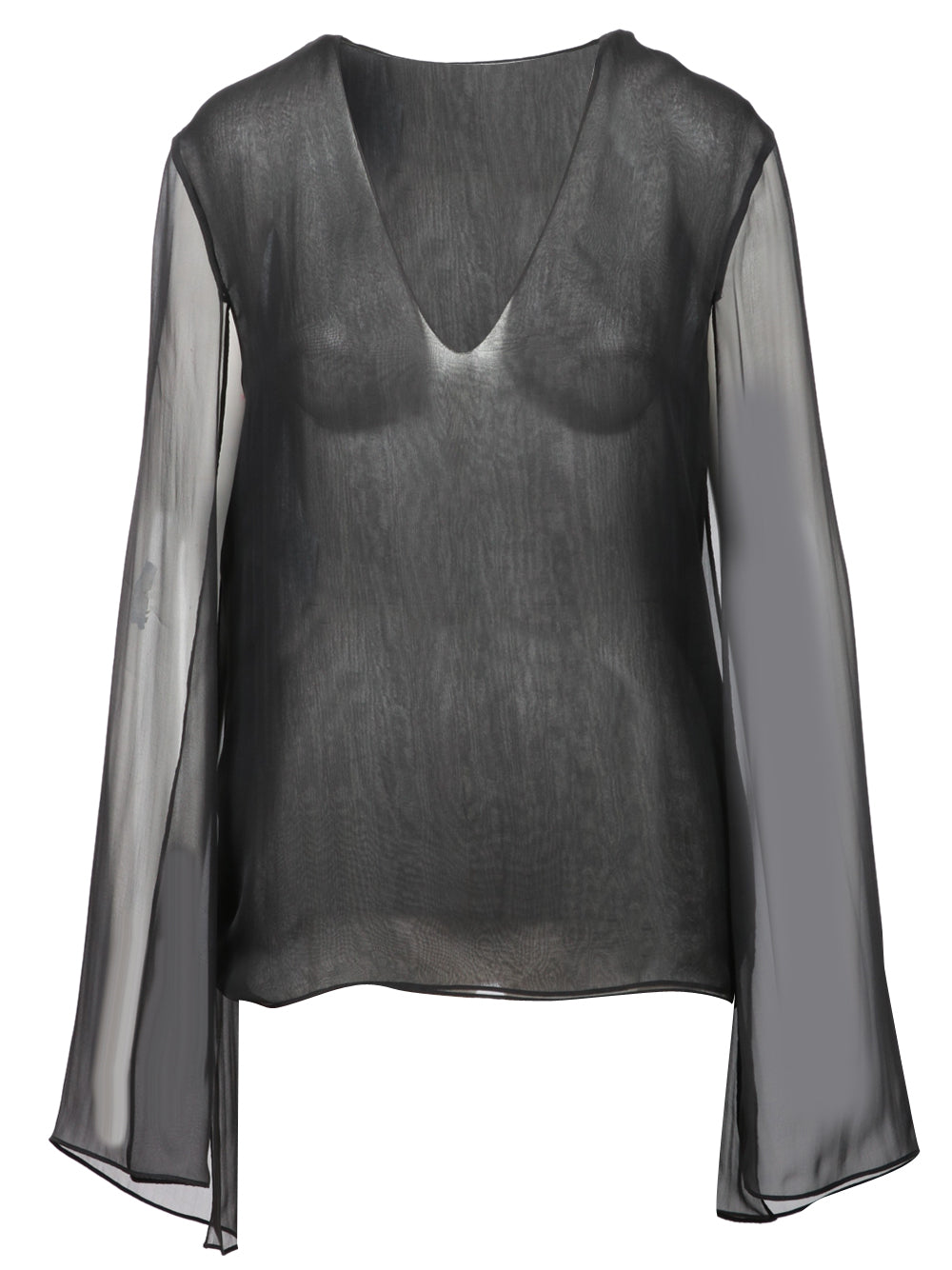ALBERTA FERRETTI Blusa in Seta Nera con Scollo a V Nero