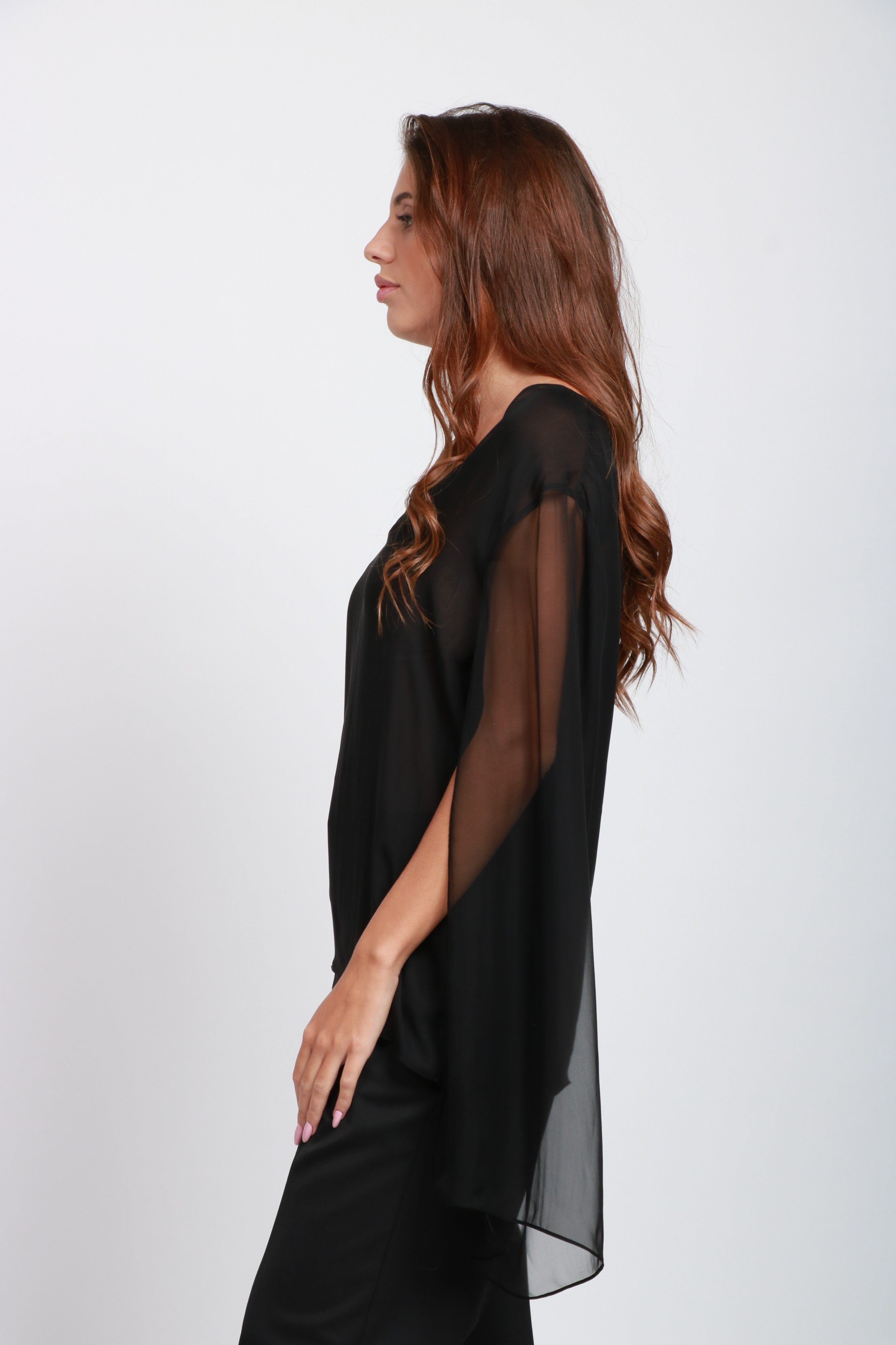 ALBERTA FERRETTI Blusa in Seta Nera con Scollo a V Nero