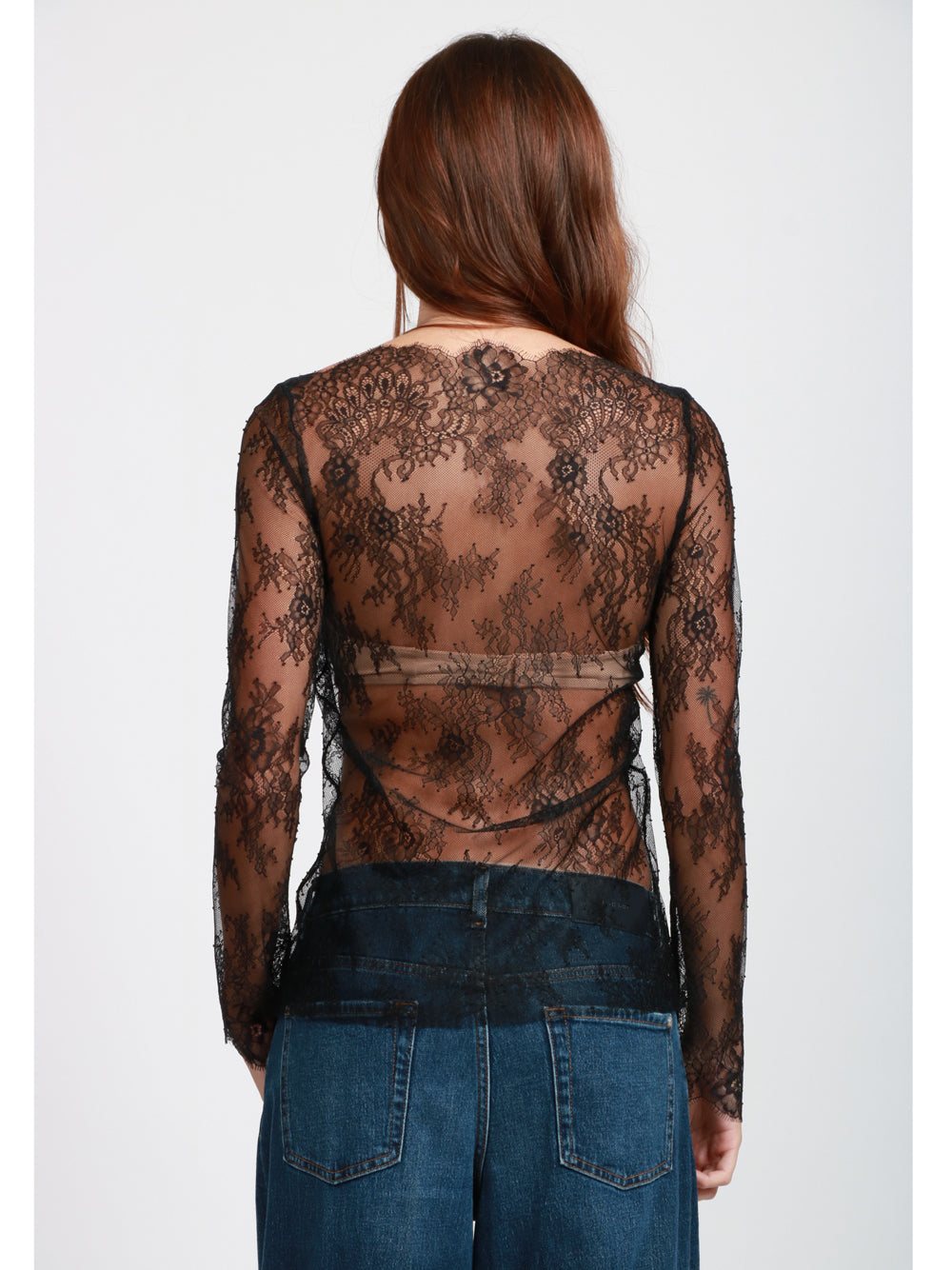 ALBERTA FERRETTI Top in Pizzo Nero Nero